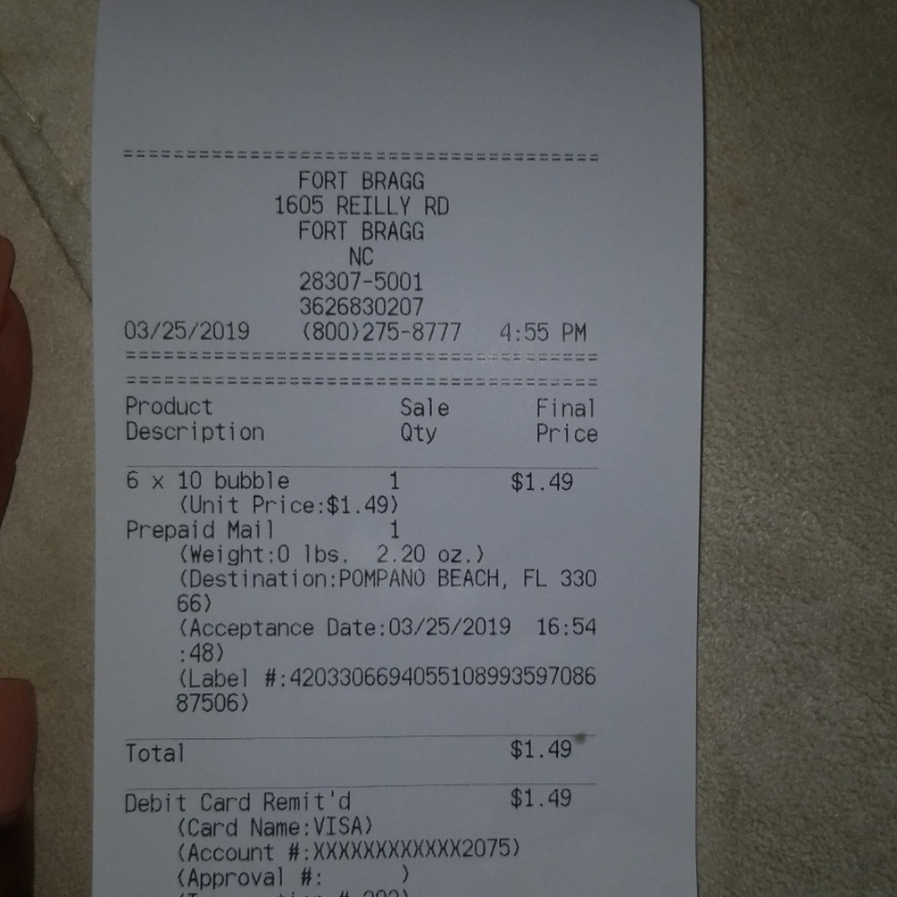 Receipt for @mimi7671